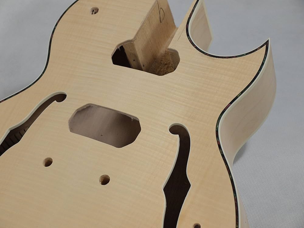 Solo ES Style DIY Guitar Kit, Maple Body, Flamed Maple Top
