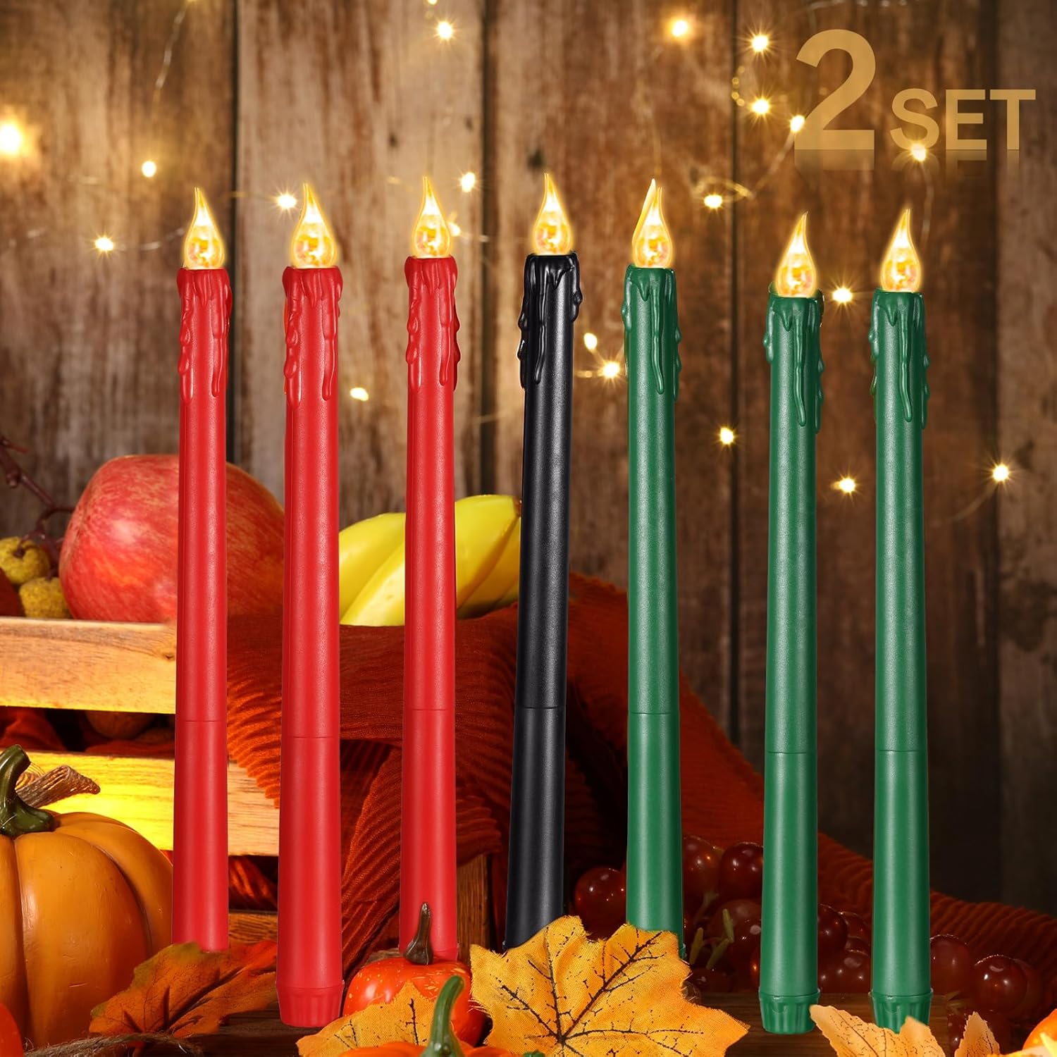 Cunno 14 Pcs 2 Set LED Kwanzaa Candles Flameless Candles