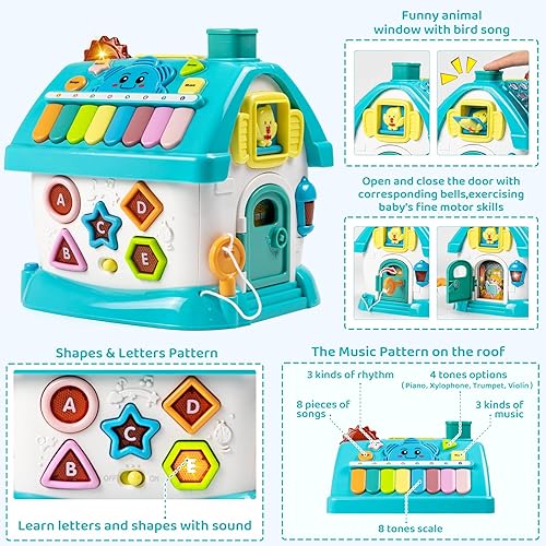 Miniatura 3 de Juguetes para bebés de 1, 2, 3 años, juguetes para niños pequeños de 1 a 2 años, juguetes Montessori 6 en 1 con sonidolucesmúsicarelojteléfonocoche,