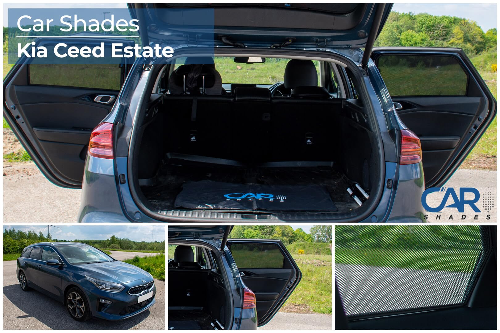 CAR SHADES zestaw (tylne drzwi boczne) kompatybilny z Kia Cee'd (CD) SW Wagon 2018- (2-częściowy) - Dopasowane osłony przeciwsłoneczne do samochodów