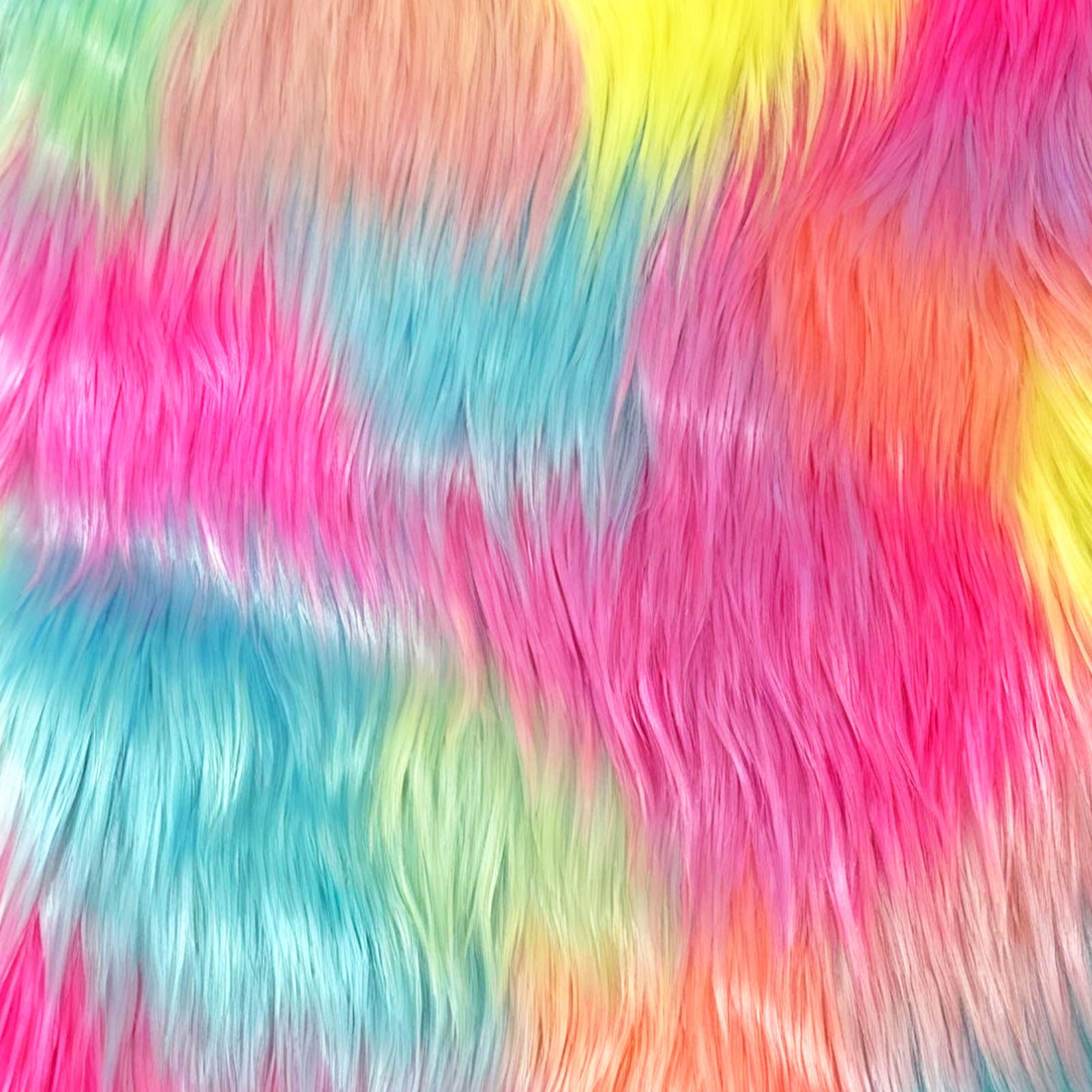25x25CM Rainbow Faux Fur Fabrics Square, Plush Fluffy Fuzzy Cut Craft Fur, Craft Beard Hair, Beard Miniature Dolls Rugs Mats Gift, Winter Halloween Christmas Costume Party Decorations