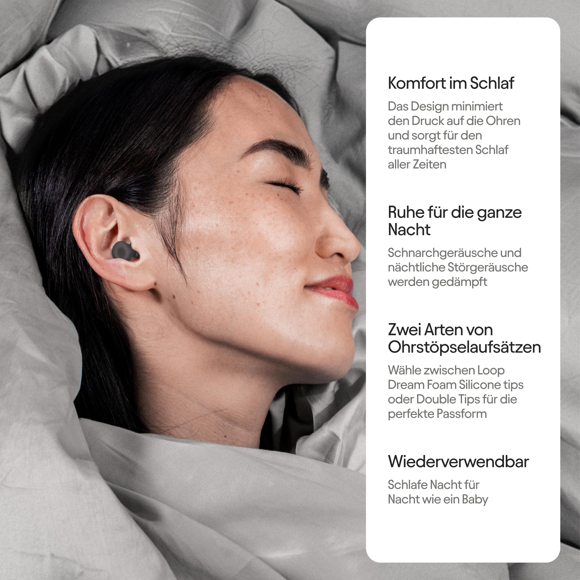 Loop Dream Schlafohrstöpsel – Ohrstöpsel aus Silikon/Memory Foam für Komfort beim Schlafen | Bequeme Ohrstöpsel, um Schnarchgeräusche auszublenden | Flexible Passform | 27 dB (SNR) Geräuschreduzierung