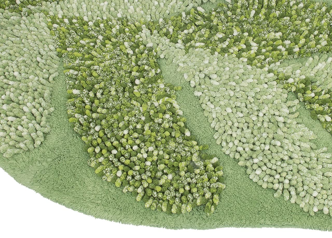 BIANCHERIAWEB Tappeto A Foglia Casa Bagno Cotone Spugna Morbida Antiscivolo Leaf Salvia