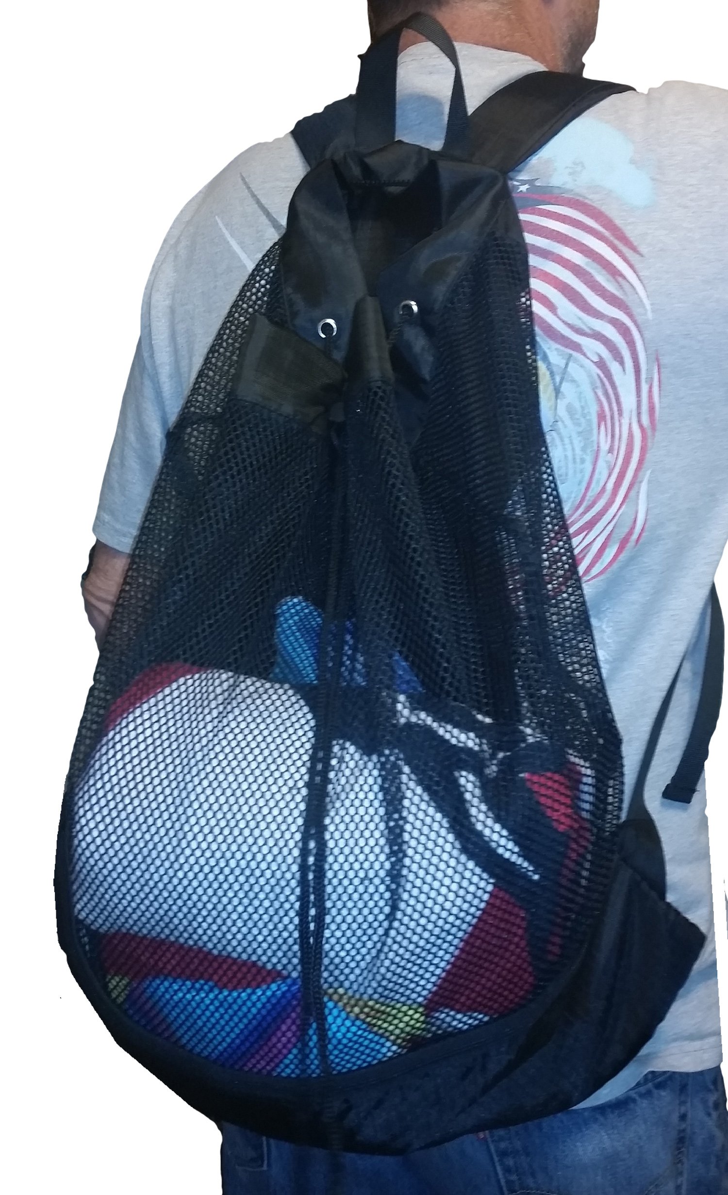 Mochila XL de Malla con cordón y Bolsillo Exterior con Cierre