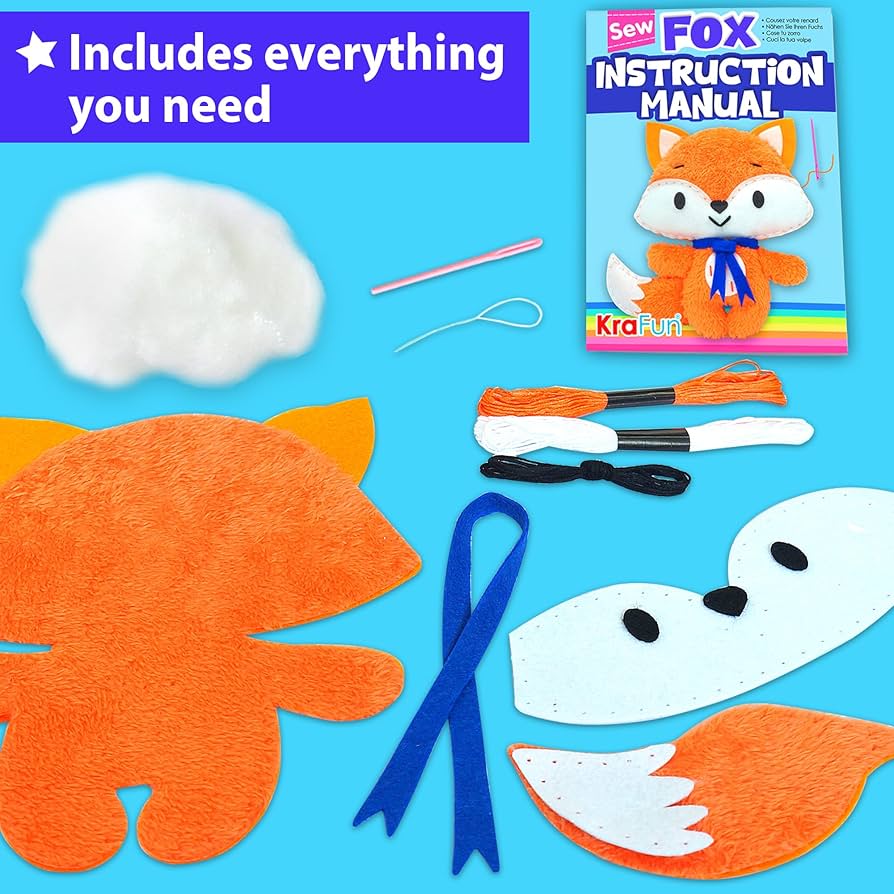 Amazon | KRAFUN キツネ動物裁縫キット 子供用 初心者 はじめて