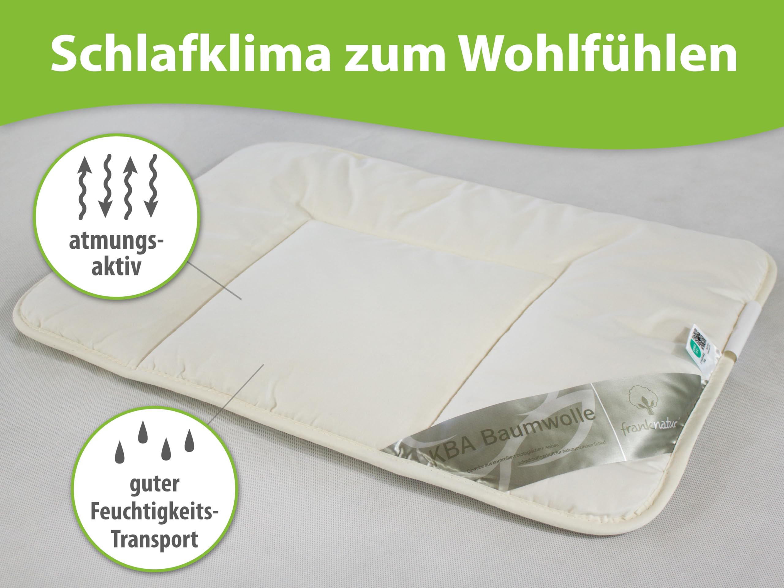 franknatur Kinderflachkissen 40x60 Bio Baumwolle Kopfkissen Nancy
