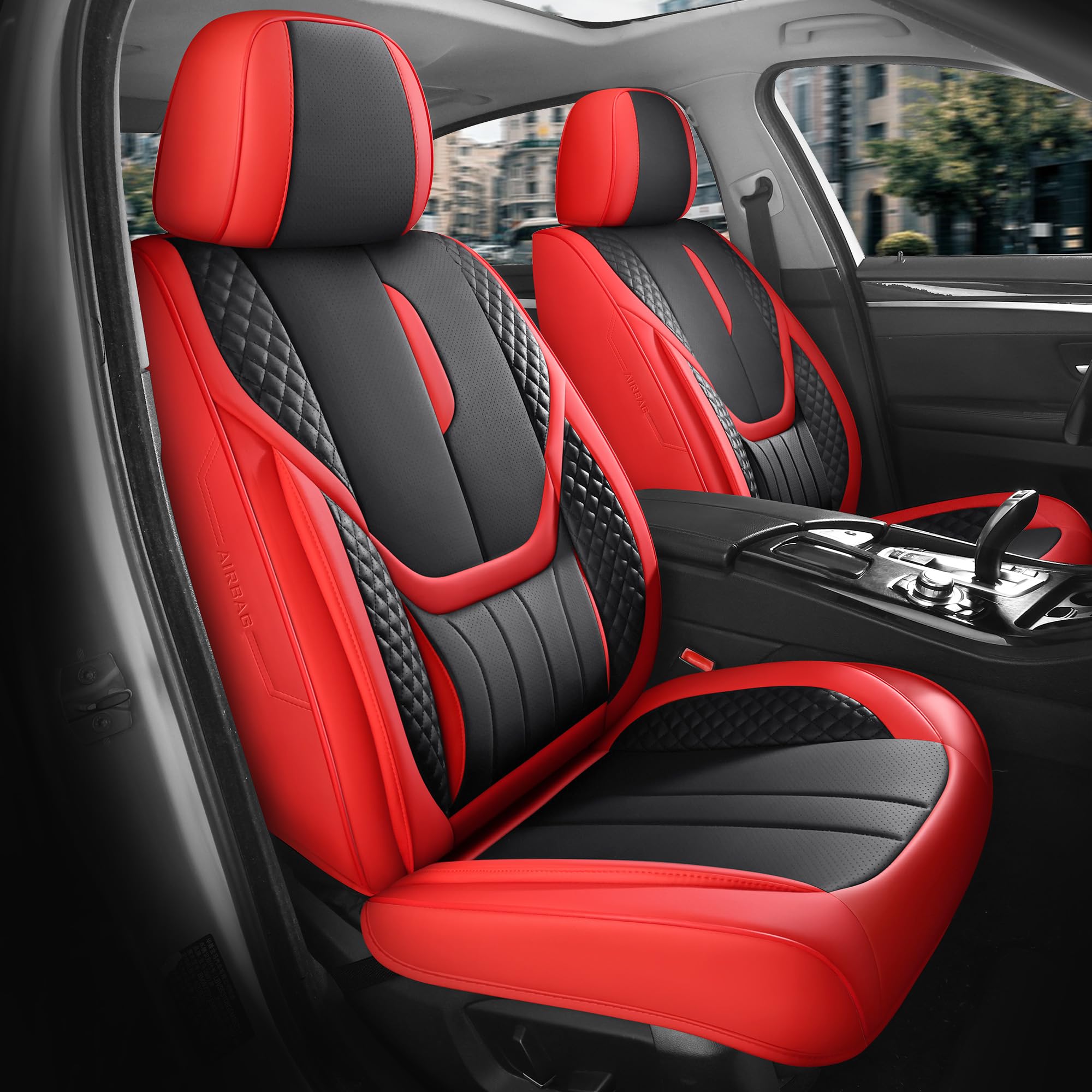 FEINEPRO Car Seat Covers Full Set Redblack