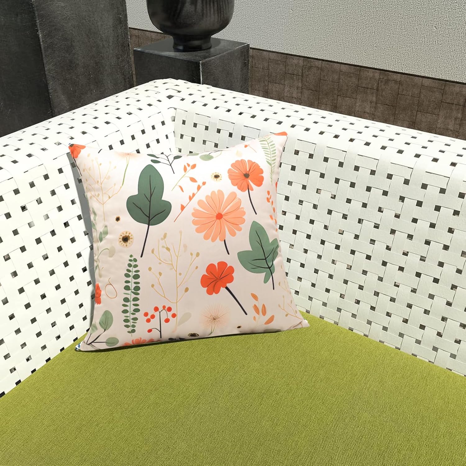 Outdoor Waterproof Throw Pillow Covers 18x18 Inch Spring Floral Throw Pillow Covers Outdoor Pillows for Patio Furniture Garden, Yellow, Pack of 2(No Pillow Insert)