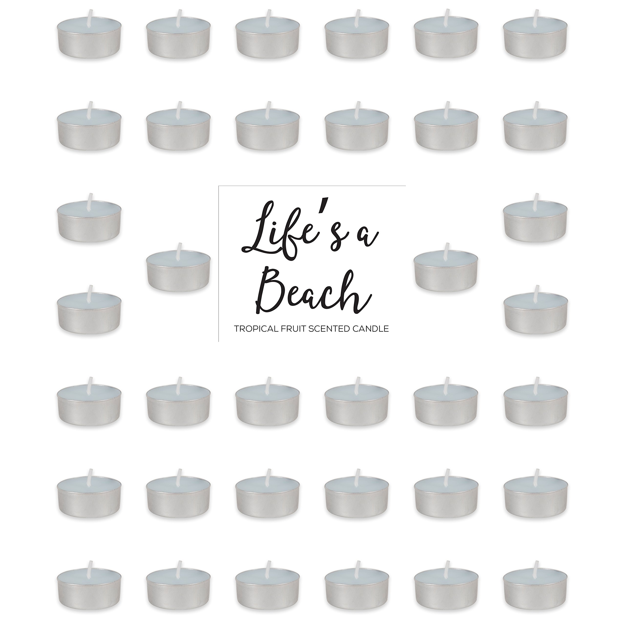 DII Home Traditions Highly Scented Tealight Candle (Pack of 36) for Home Décor, Wedding, Party, Holiday, Spa & Aromatherapy - Lifes A Beach