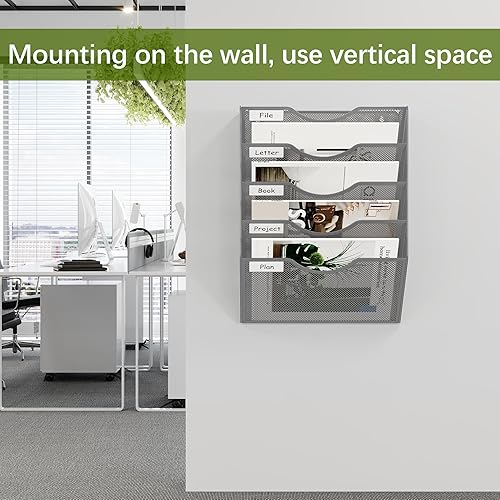 Miniatura 4 de EasyPAG Office - Carpeta de pared con 3 bolsillos para guardar archivos, organizador de metal para documentos