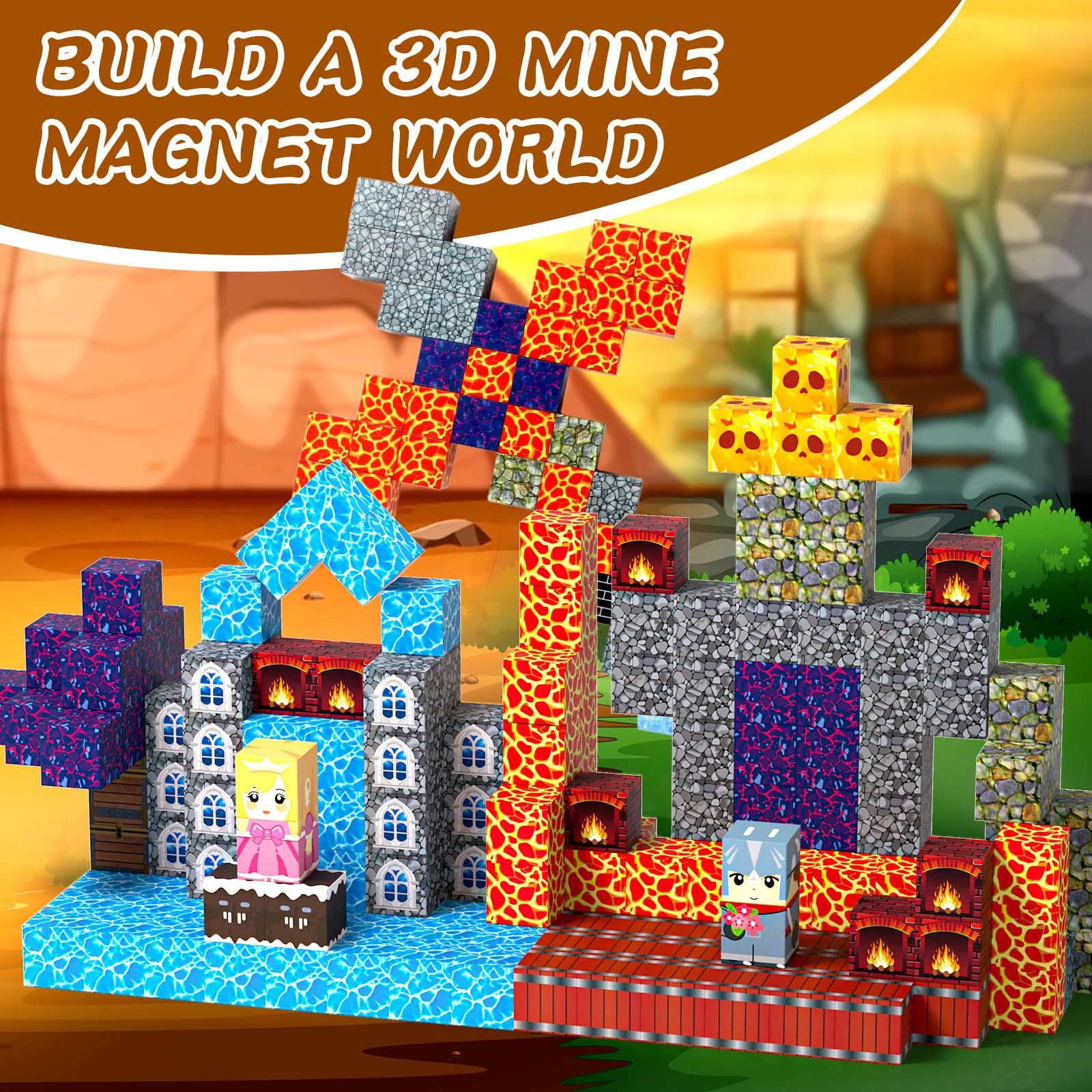 ToyUnited Magnetische Bausteine 150-tlg. – Fantasy Konstruktionsspielzeug Für Kinder Ab 3 Jahren – Inkl. Ideenheft – STEM-Spielzeug Mit 18 Farben