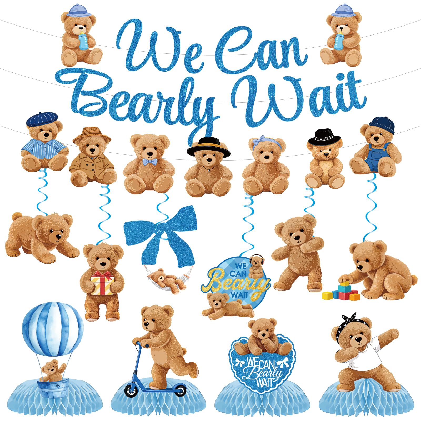 Bear Baby Shower Decorations Boy - Blue Baby Shower Decoration Banner Kids
