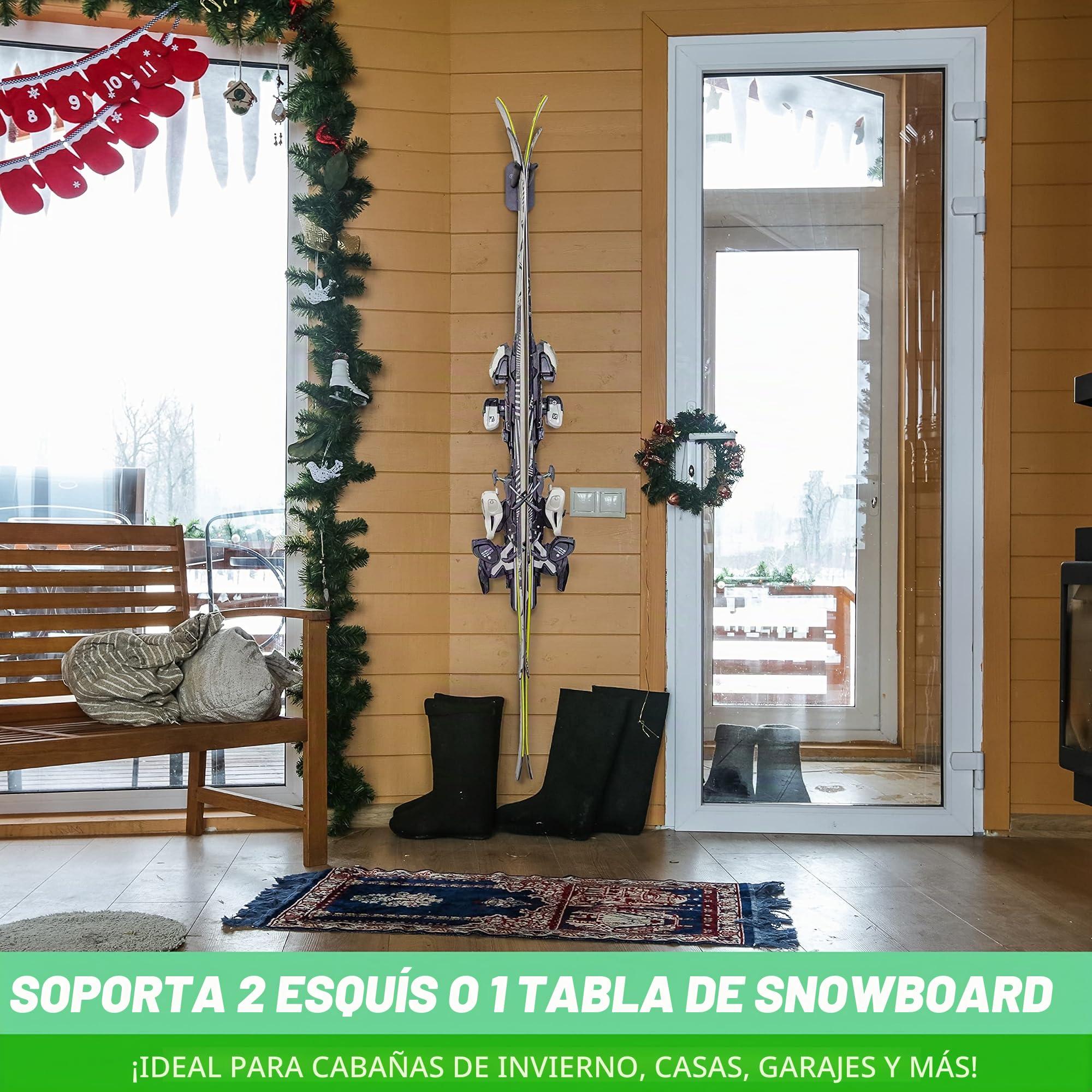 Estante de Almacenamiento para esquí y Snowboard montado en la Pared, 2 u 8 tamaños