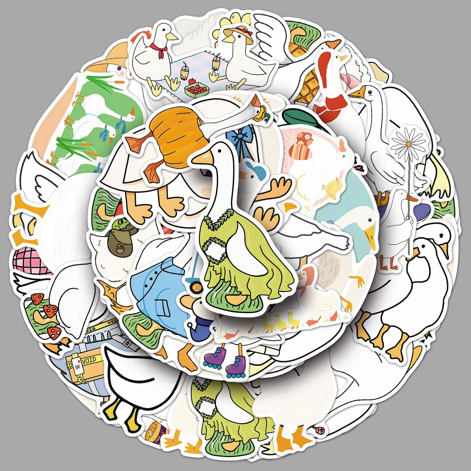 AUCEKO 50 Stück Goose Aufkleber Pack Gans Sticker Set wasserdichte Vinyl Sticker für Laptop Kinder Autos Motorrad Fahrrad Skateboard Gepäck Koffer Computer Aufkleber Graffiti Decal