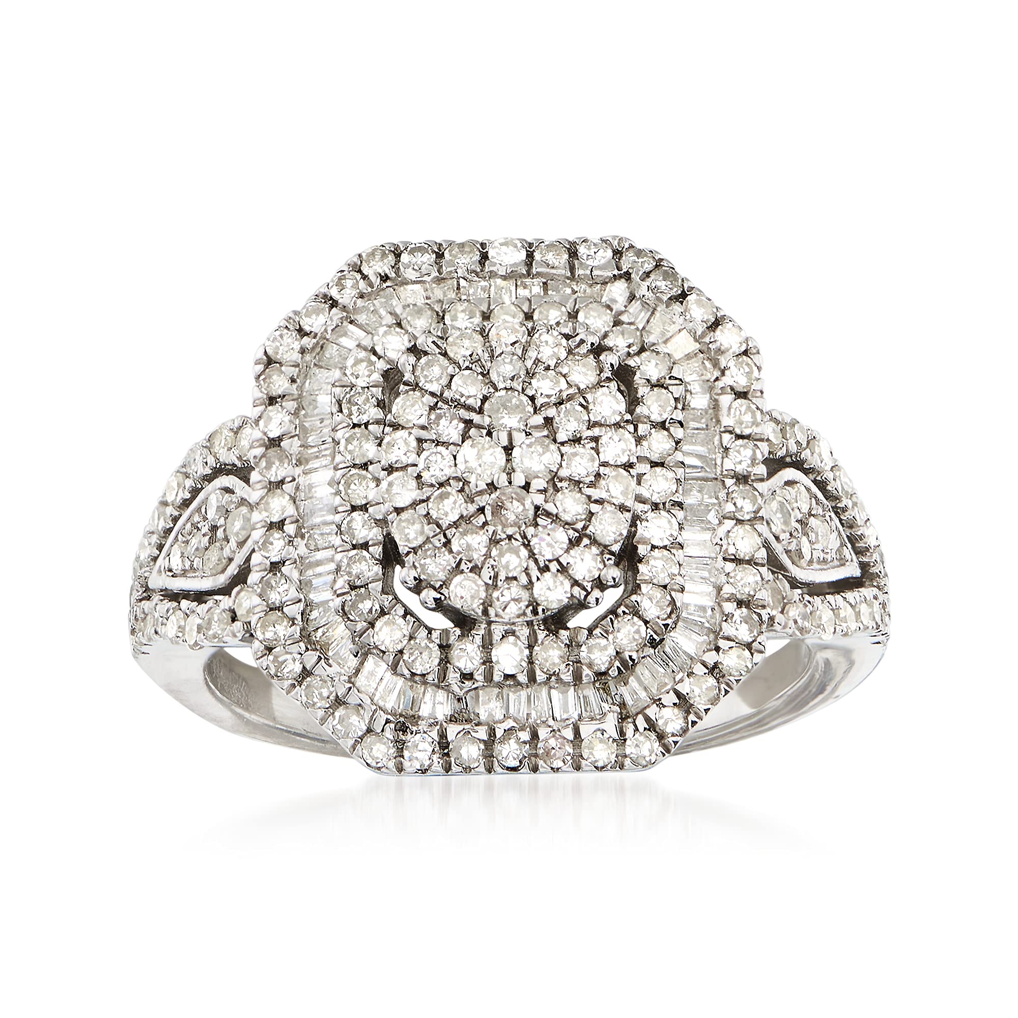 Ross-Simons1.00 ct. t.w. Round and Baguette Diamond Multi-Level Ring in Sterling Silver