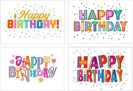 Amazon Happy Birthday ポストカード 4 X 6 バースデーポストカード 40 楽しいバースデーカード 4種類の誕生日 デザイン ポストカード 絵柄付はがき 文房具 オフィス用品