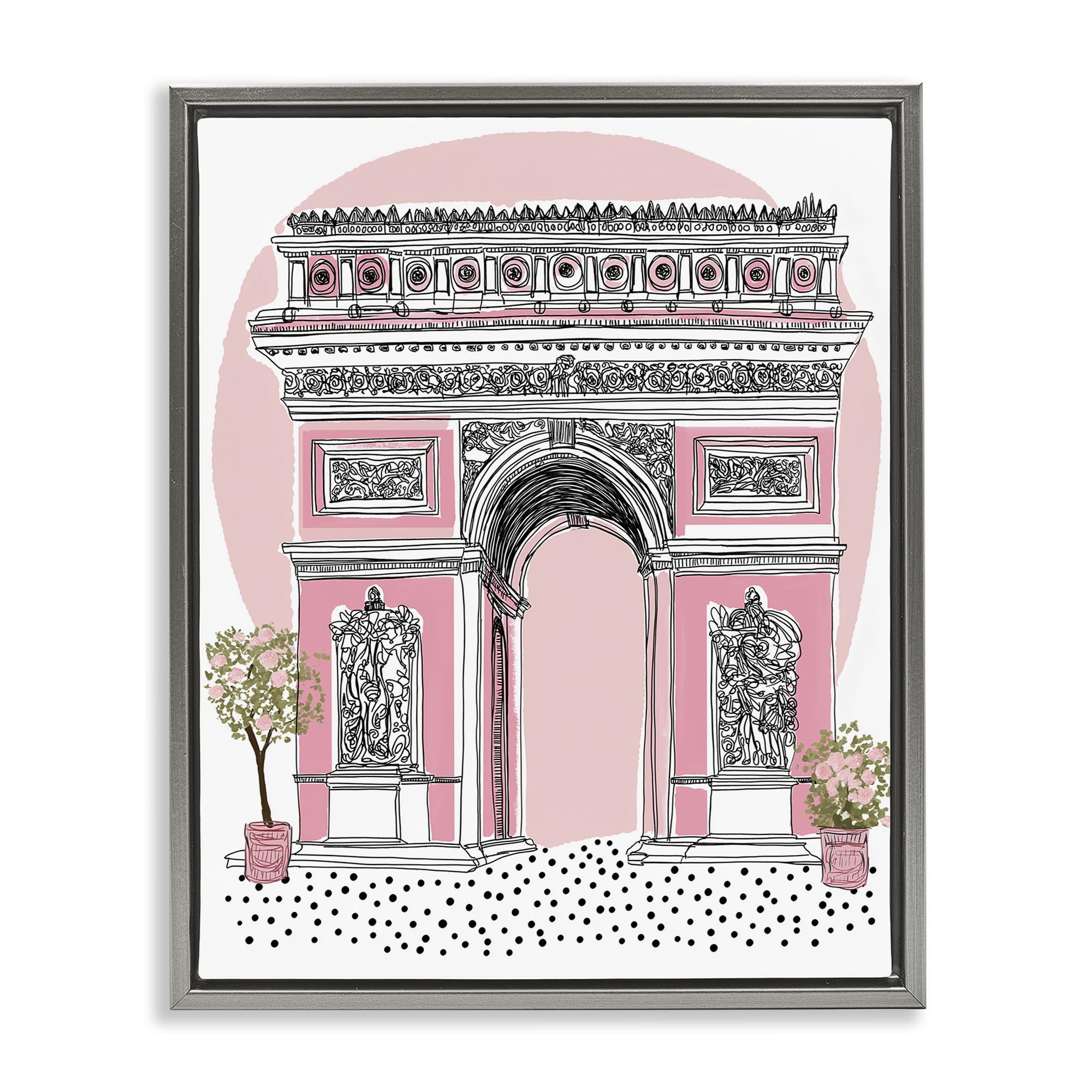 Stupell Industries Luster Gray (Matte) 'Pink Neoclassical Archway', Floating Frame Canvas Art, Gray, 25 X 31 Inches, Easy To Hang And Sturdy, Made In Usa, By Jess Stempel
