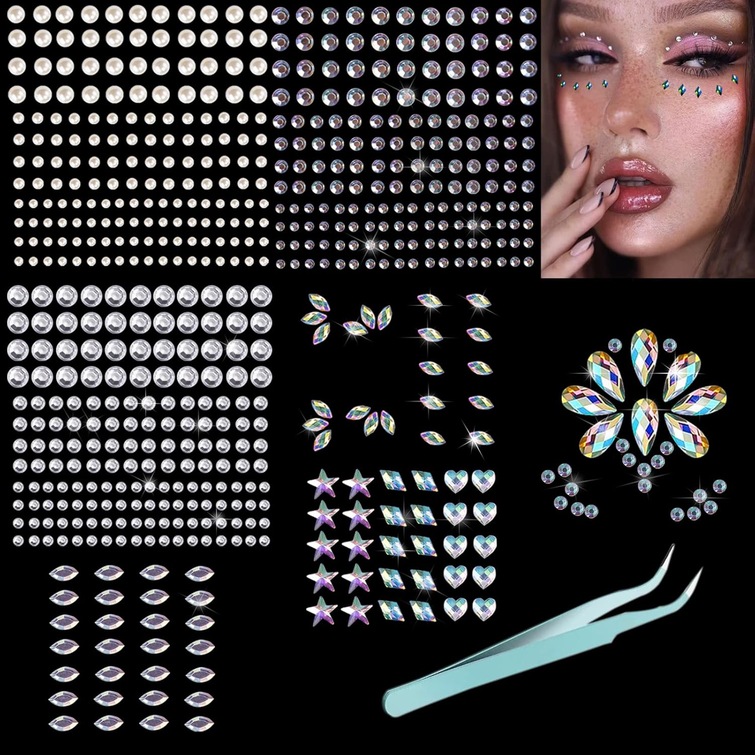 NOOEPC Face Gems Stick on Face GemsMakeup Self Adhesive