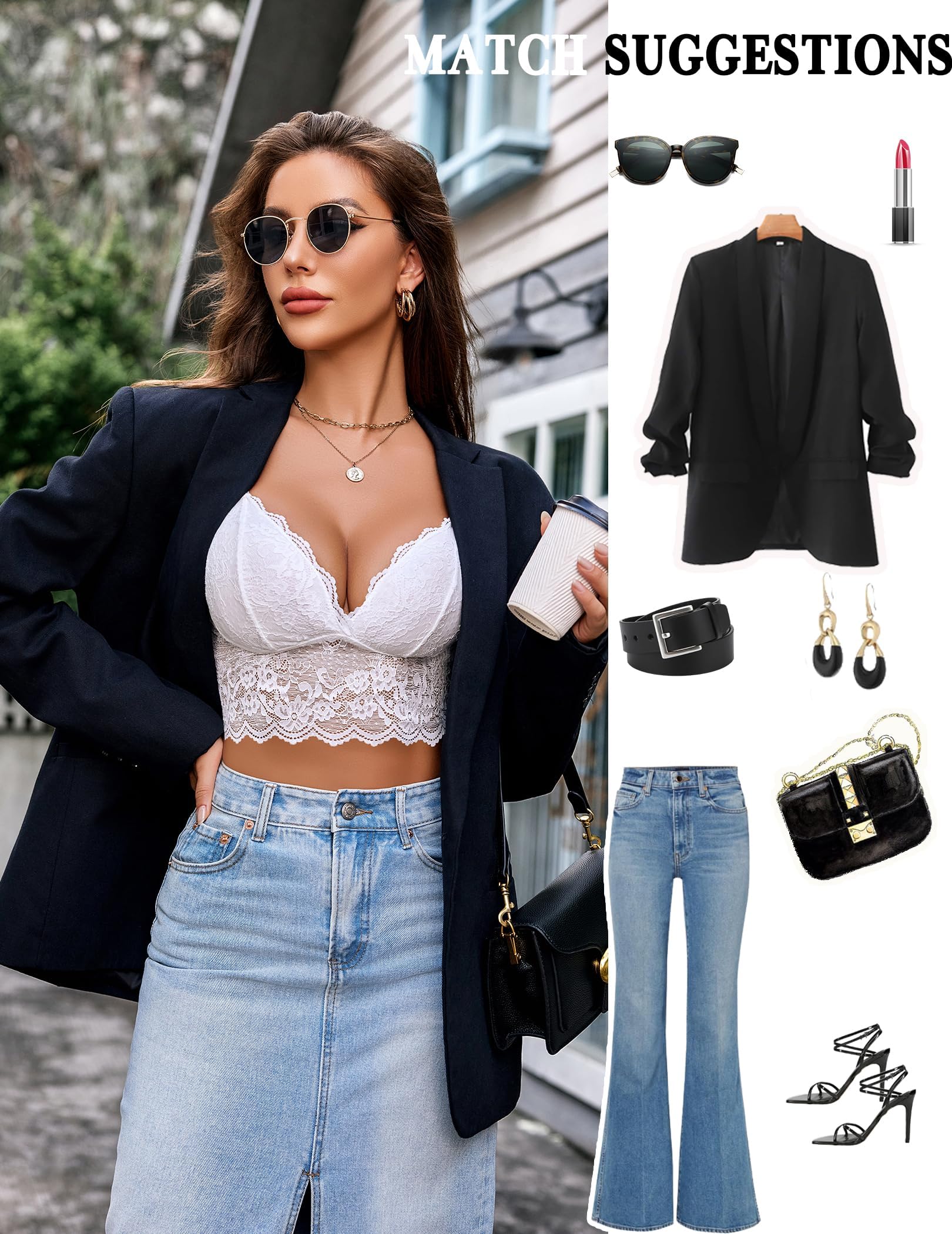 Avidlove Débardeur Femme Dentelle Sexy Crop Top Bralette Col V Camisole Dos Découpé Bretelles Haut Court en Dentelle