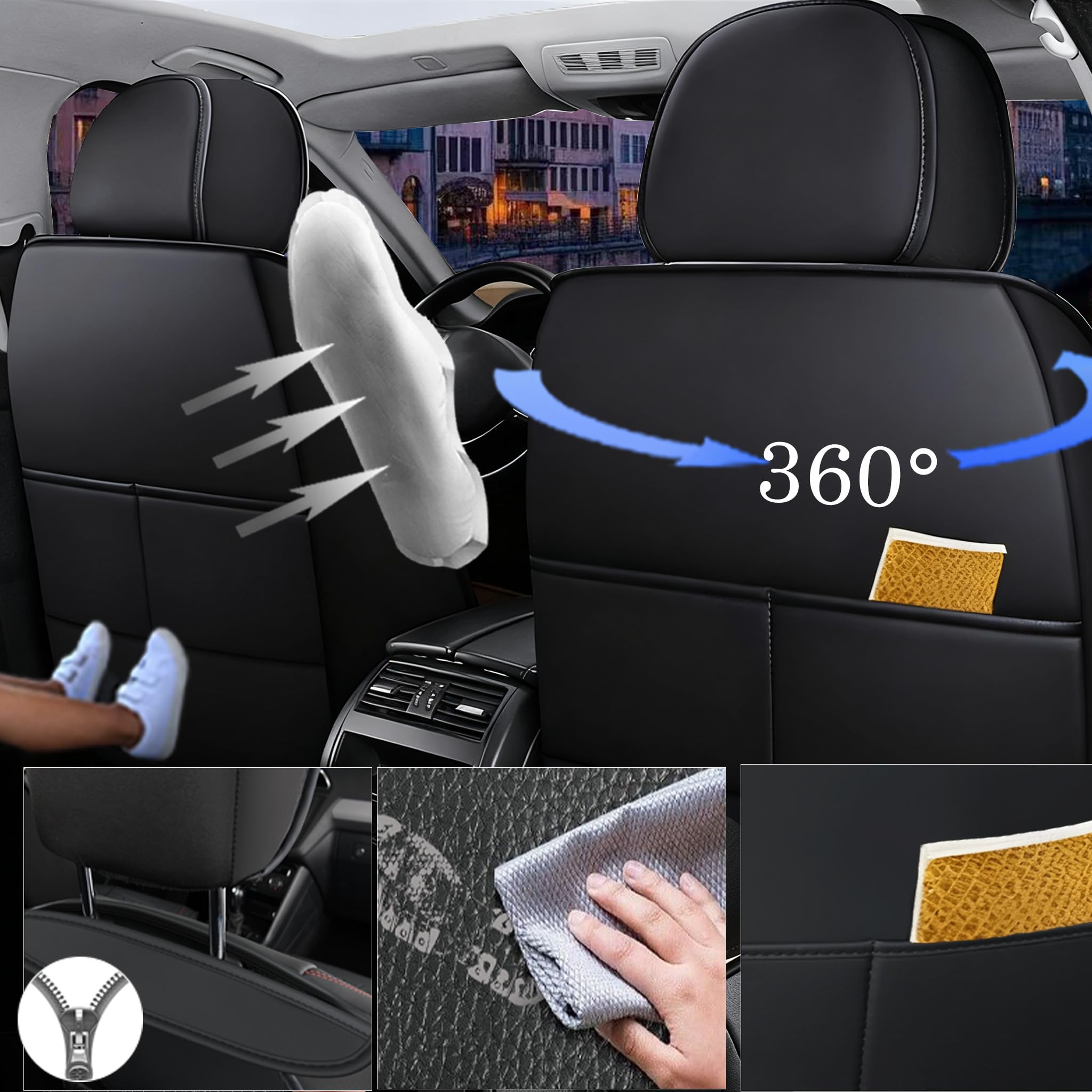 Lot de 2 Housses de siège de Voiture en Cuir synthétique imperméables, résistantes à l’Usure et Respirantes, universelles pour siège Avant de Voiture Citroen (pour Citroen C4 Cactus)