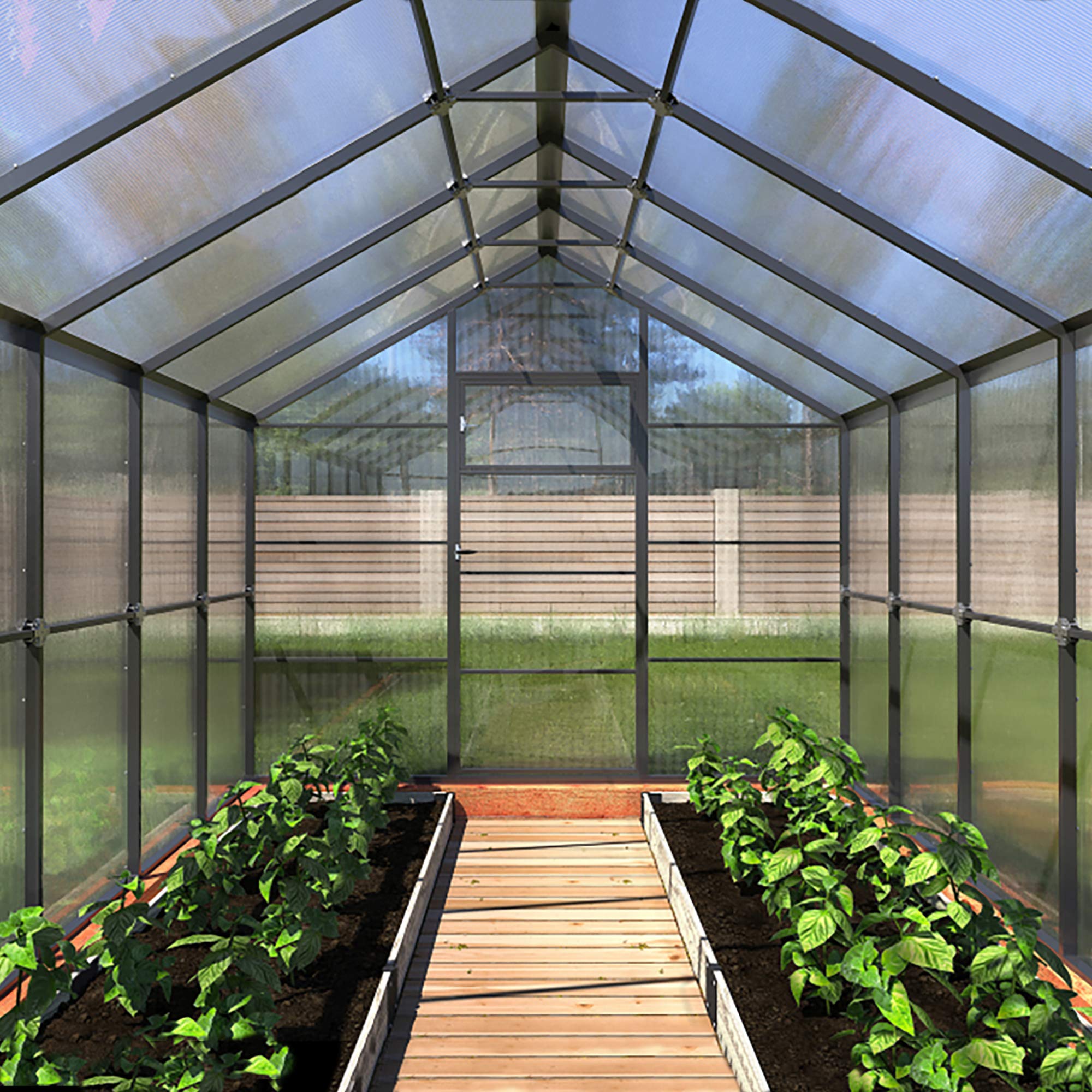 Invernadero de Jardín Tudor 3x4m Greenhouse 12m² con Policarbonato Transparente 4mm Marco de Acero Galvanizado Varios Modelos y Tamaños para Plantas y Cultivos