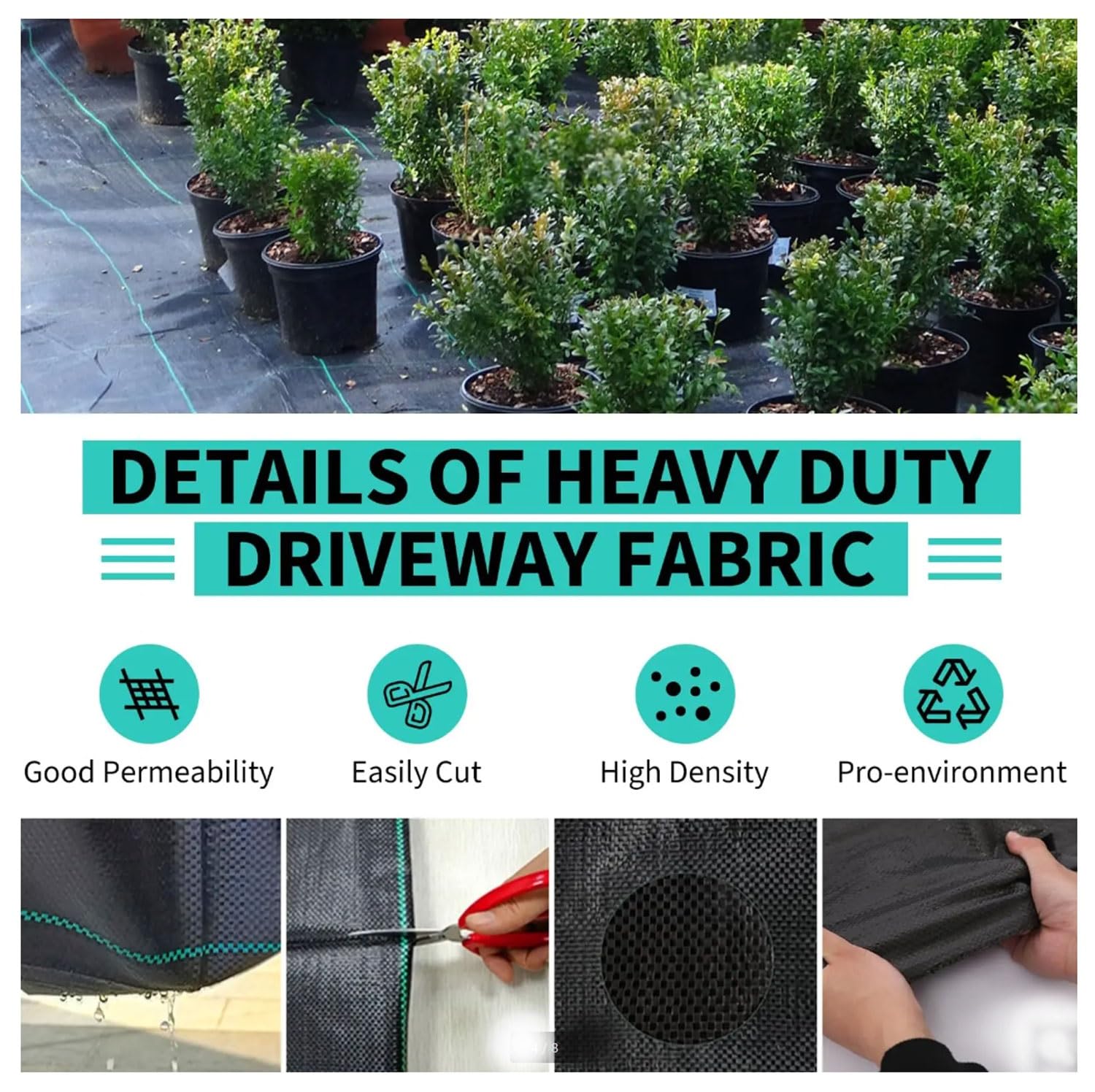 DIWAL Unkrautvlies Gartenvlies Bodenvlies UV Beständig Membran Landschaftsvlies Unkrautkontrolle für Gartenbau, Terrasse, Hof, Einfahrten, Blumenbeete, Wege(1m x 100m)