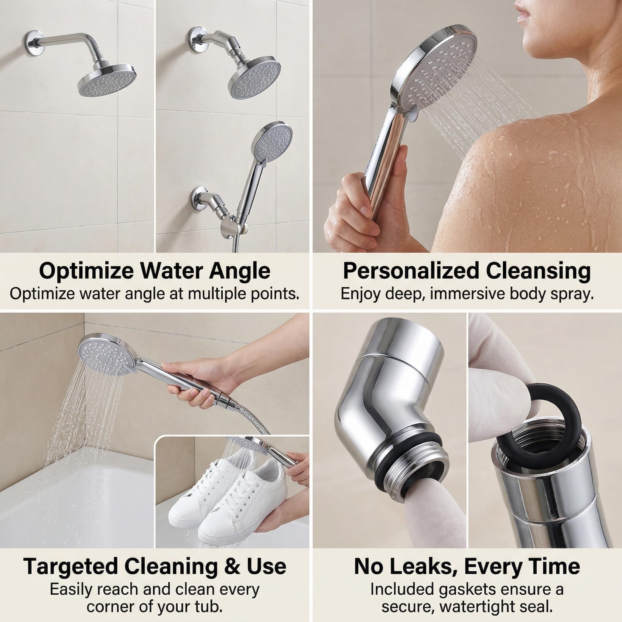 Adattatore Doccia 135 Gradi Raccordo angolare 1/2 Pollice Set 2 Pezzi Estensione doccetta Girevole Ottone Cromato con Guarnizione Bagno Spazio Ridotto