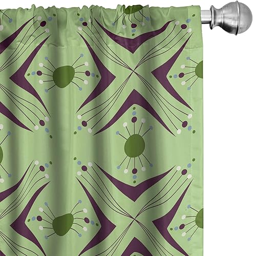 Miniatura 8 de Ambesonne Cortinas de ventana azul marino, patrón tradicional Ikat estilo retro, composición inspirada en damasco, decoración ligera, juego de 2