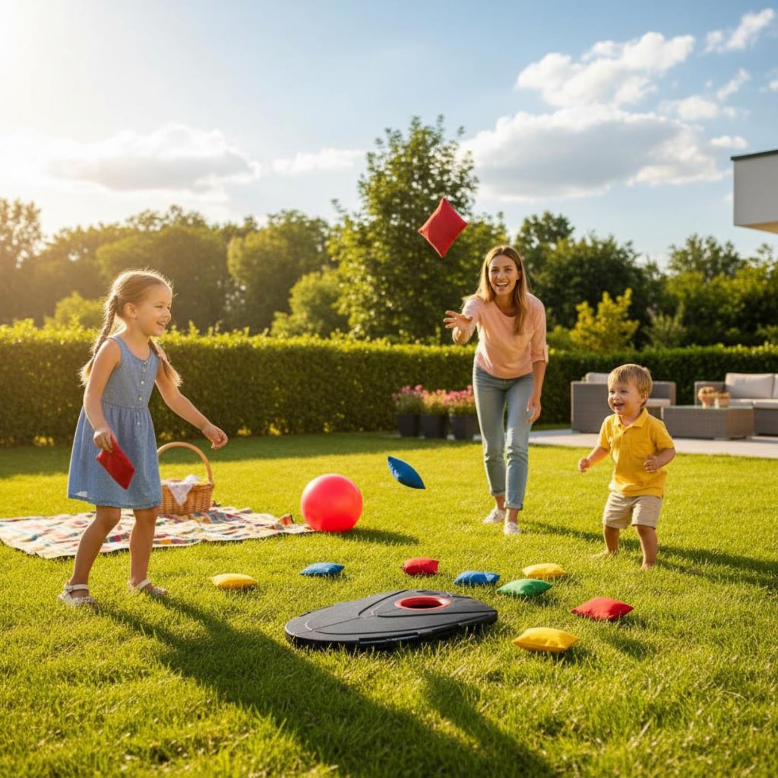 Kinderspiel Wurfspiel Set Zielspiel Wurfsack Zielbrett Sandbeutel Spiel Langlebige für Wiederholtes Spiel für Training Koordination Gartenparty Wohnzimmer