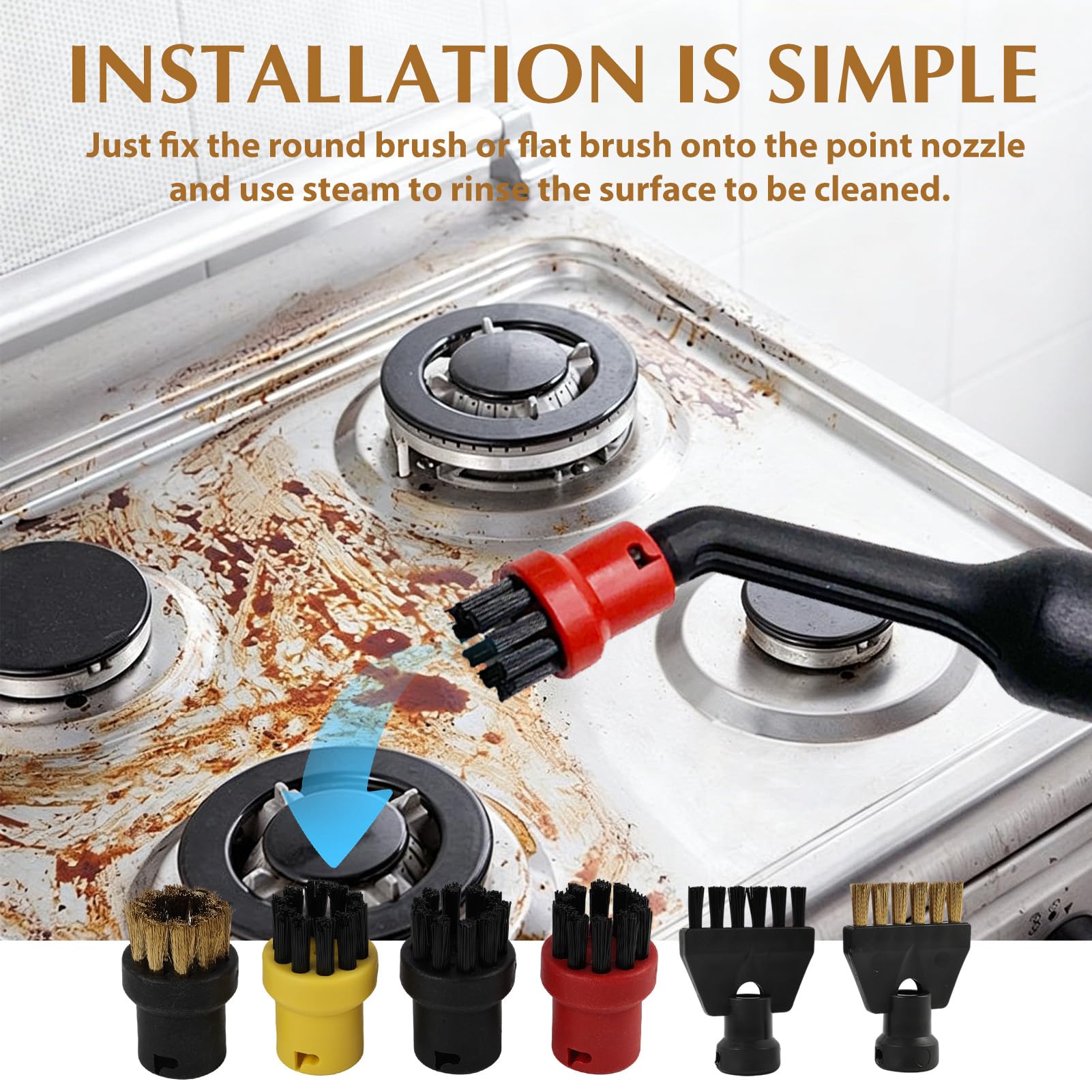12 PCS Cepillos para Limpiador A Vapor Accesorios, Cepillos de Repuesto para Las Series Sc1 Sc2 Sc3 Sc4 Sc5 Ctk10, Resistentes, para Limpieza de Juntas, Suelos, Paredes, Cocina, Baño, Muebles