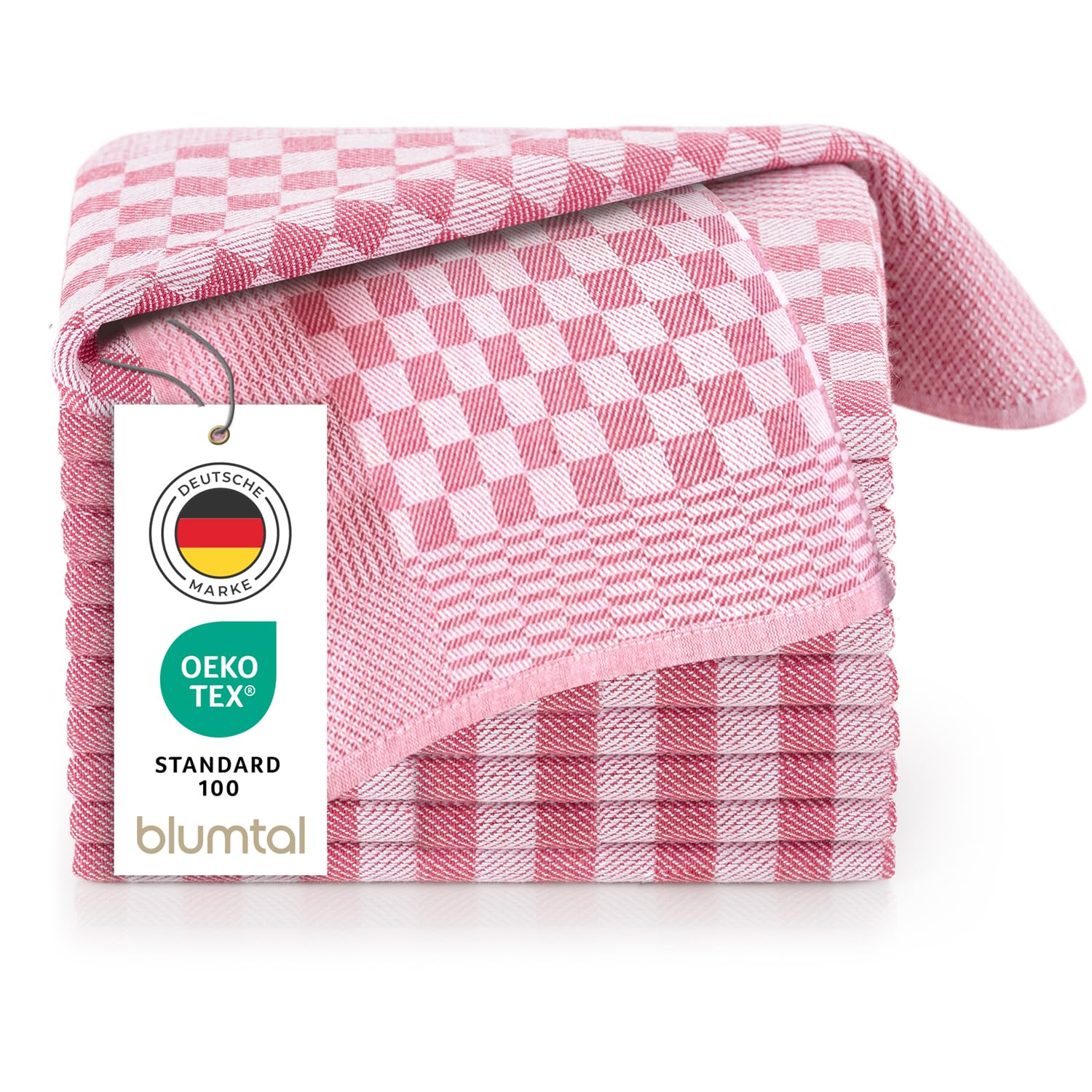 Blumtal Geschirrtücher Baumwolle 50x70 cm im 10er Set - Oeko-TEX zertifizierte Küchentücher - extrem saugstarke Geschirrhandtücher - Trockentücher Küche waschbar 95 °C - Geschirrtücher Rot-Weiß Karo