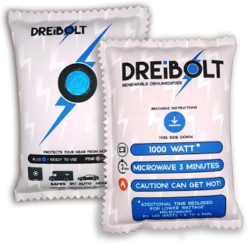 Renewable Dehumidifier - 2 Pack - Moisture Absorber for Gun Safe & More - Silica Gel Desiccant