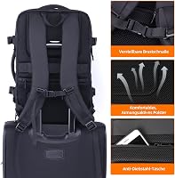 KINGSLONG Bővíthető Laptop Hátizsák 19" - 28-46L Vízlepergető Utazótáska USB Töltőporttal, Repülőgép Fedélzetre Vihető, Vákuumtasakkal és Pu 7