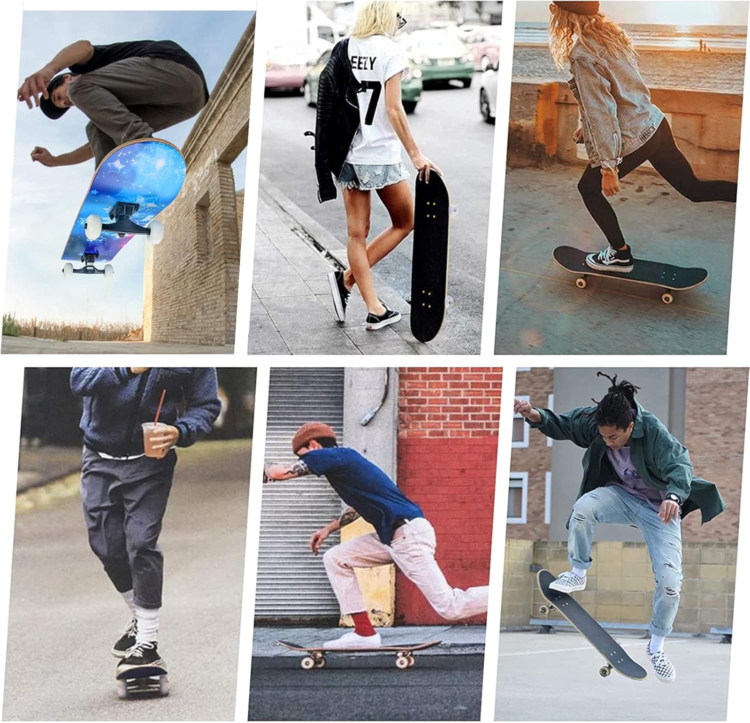 Skateboard,31 x 8 Inch Complete Skateboard, 8-Layer Maple Wood Deck Double Kick Standard Skateboards for Kids, Teens, Adult, Beginner