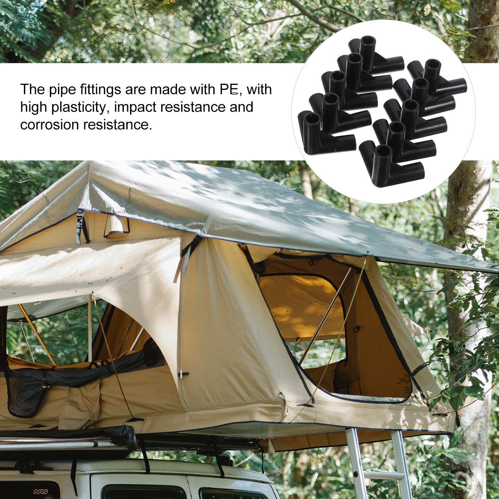 24 Stück Zeltbeschläge aus Pe, Robust, Schwarz, für Camping