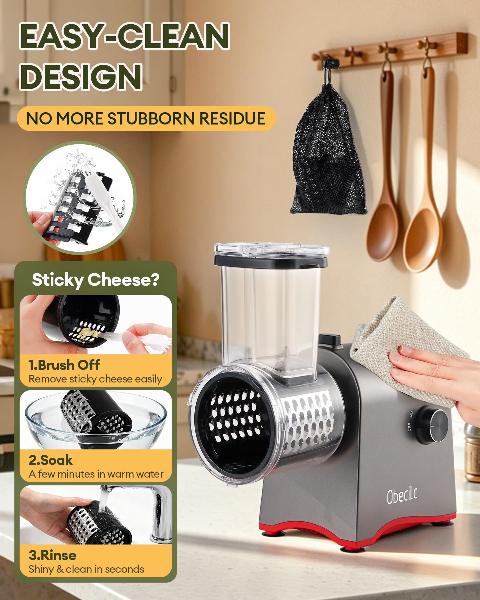 Grattugia elettrica 7 in 1 con motore da 300 W, affettatrice multifunzione per frutta, lame intercambiabili e scatola portaoggetti, per patate intere