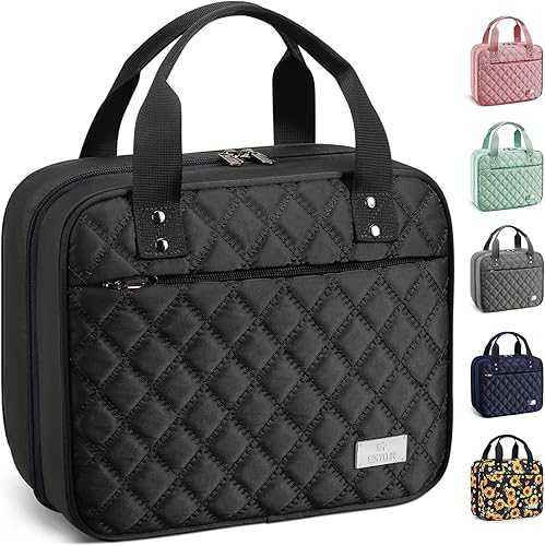 Miniatura 1 de Neceser de viaje para mujer con gancho para colgar, organizador de maquillaje de viaje extra grande con bolsa transparente desmontable, adecuado