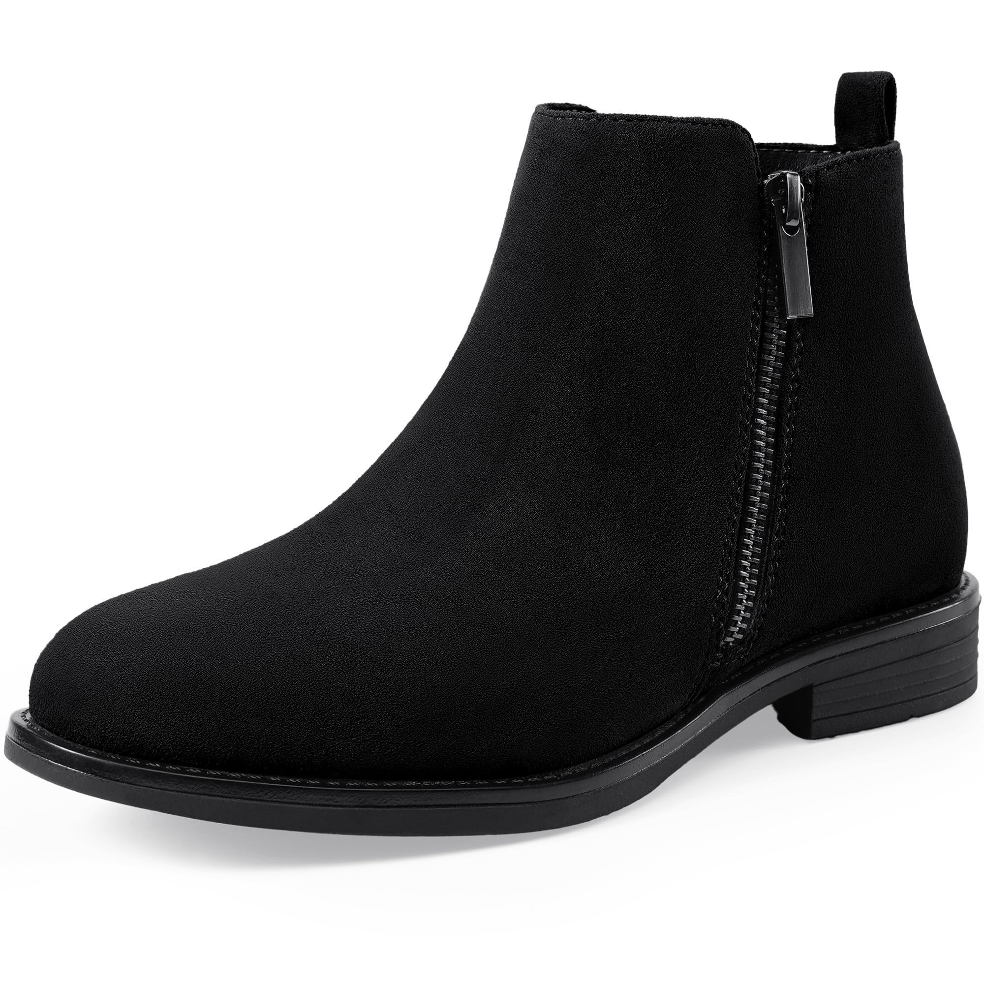 Women's Ankle Boots Flat Fashion Short Booties+with Side Zipper