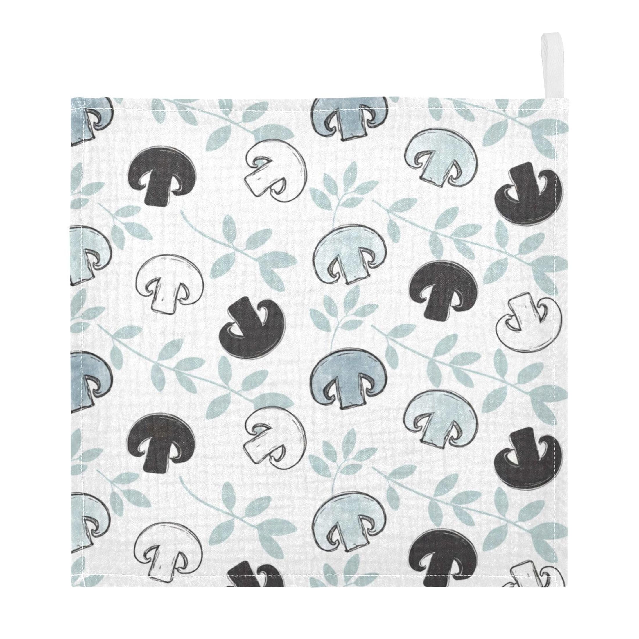 Fuauuyl Mushroom Slices Baby Muslin Washcloths Cotton Absorbent Soft Burp Cloths for Newborns Infants Toddlers, Reusable Face Towels for Sensitive Skin, 3 Pack, 12x12 in