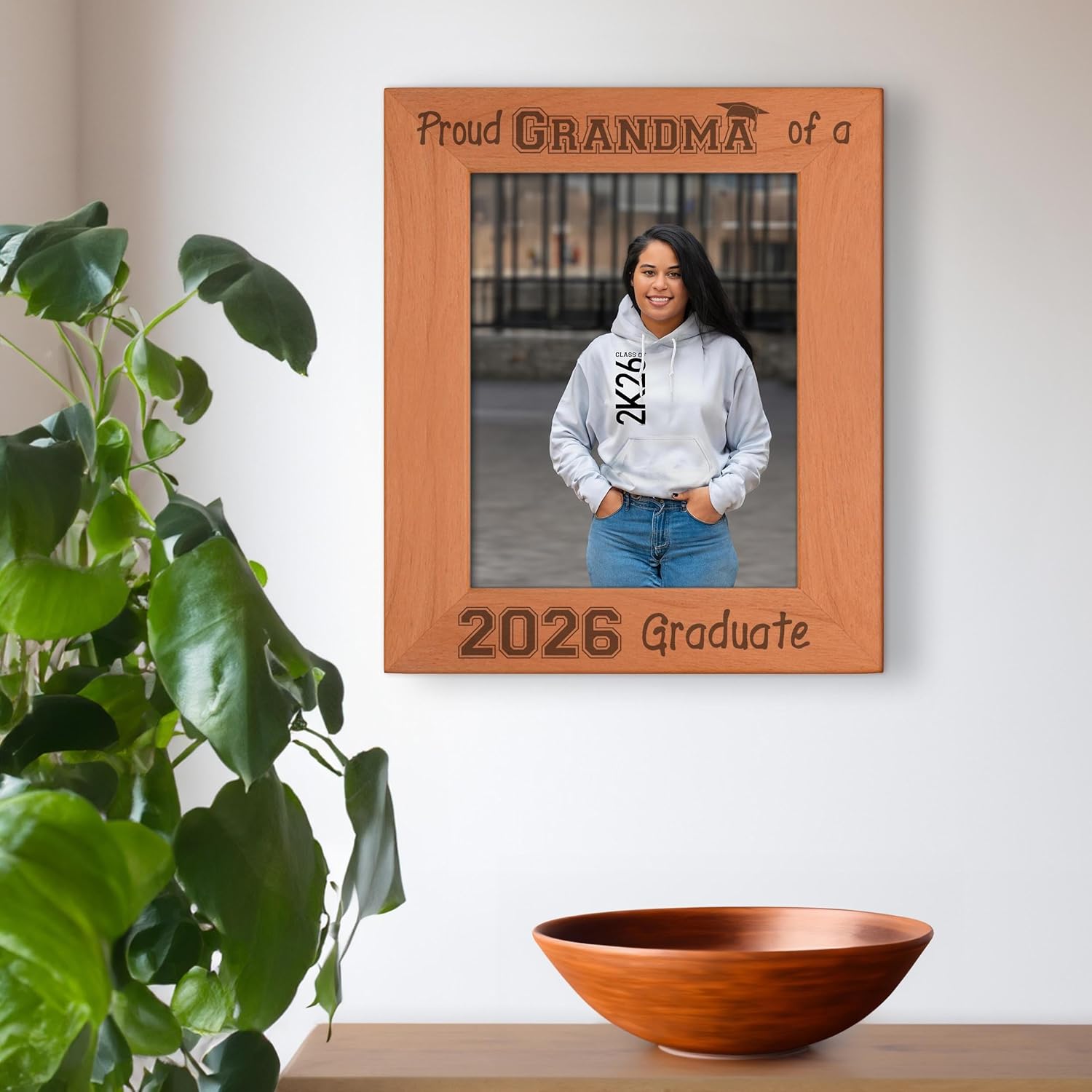 ThisWear Sentimental Gifts For Grandma Proud Grandma of a 2026 Graduate Wood Engraved Portrait 8x10 Photo Frame