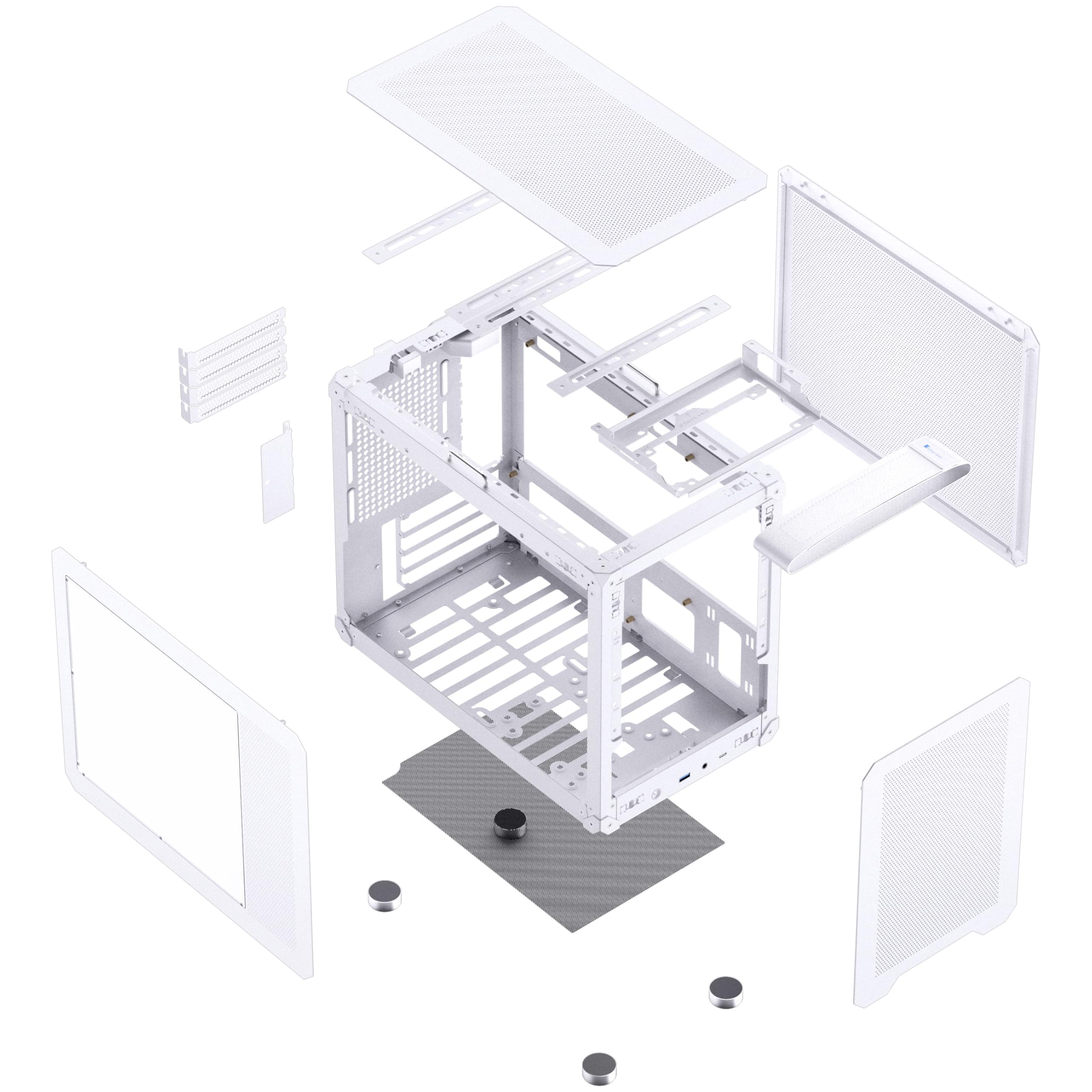 Jonsbo C6 MAX Case PC bianco – case mATX compatto con maniglia, mesh per il flusso d’aria, spazio per GPU fino a 335mm, dissipatore CPU fino a 170mm, 5 posizioni per ventole