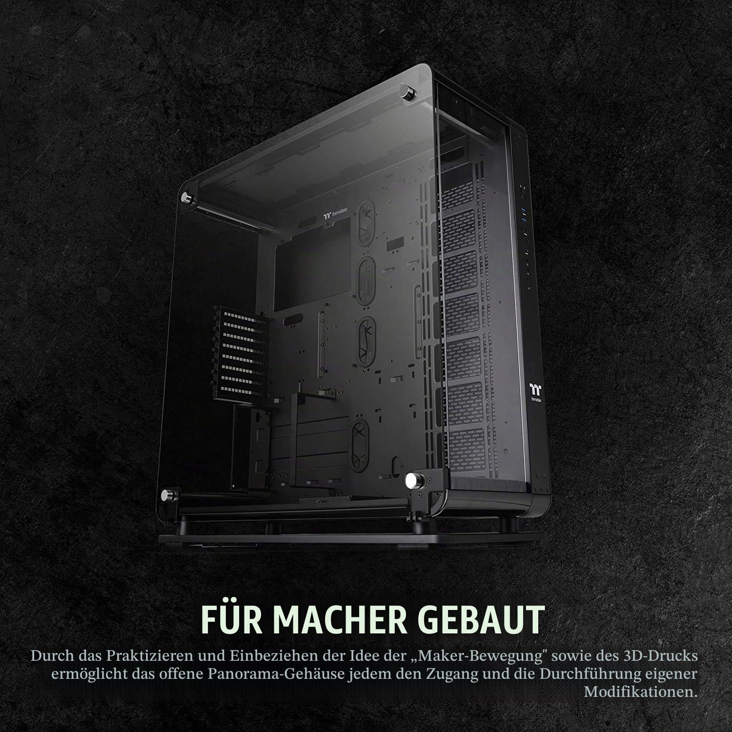 Thermaltake Core P8 TG | E-ATX-PC-Gehäuse | 3 x gehärtetes 4mm Glasseitenteil | Wall Mount | schwarz