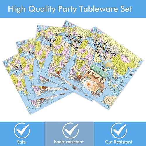 Miniatura 4 de Aventura espera decoraciones de fiesta para el mundo de la aventura espera mapa, suministros de fiesta, viajes, fiesta, decoración de postre, platos