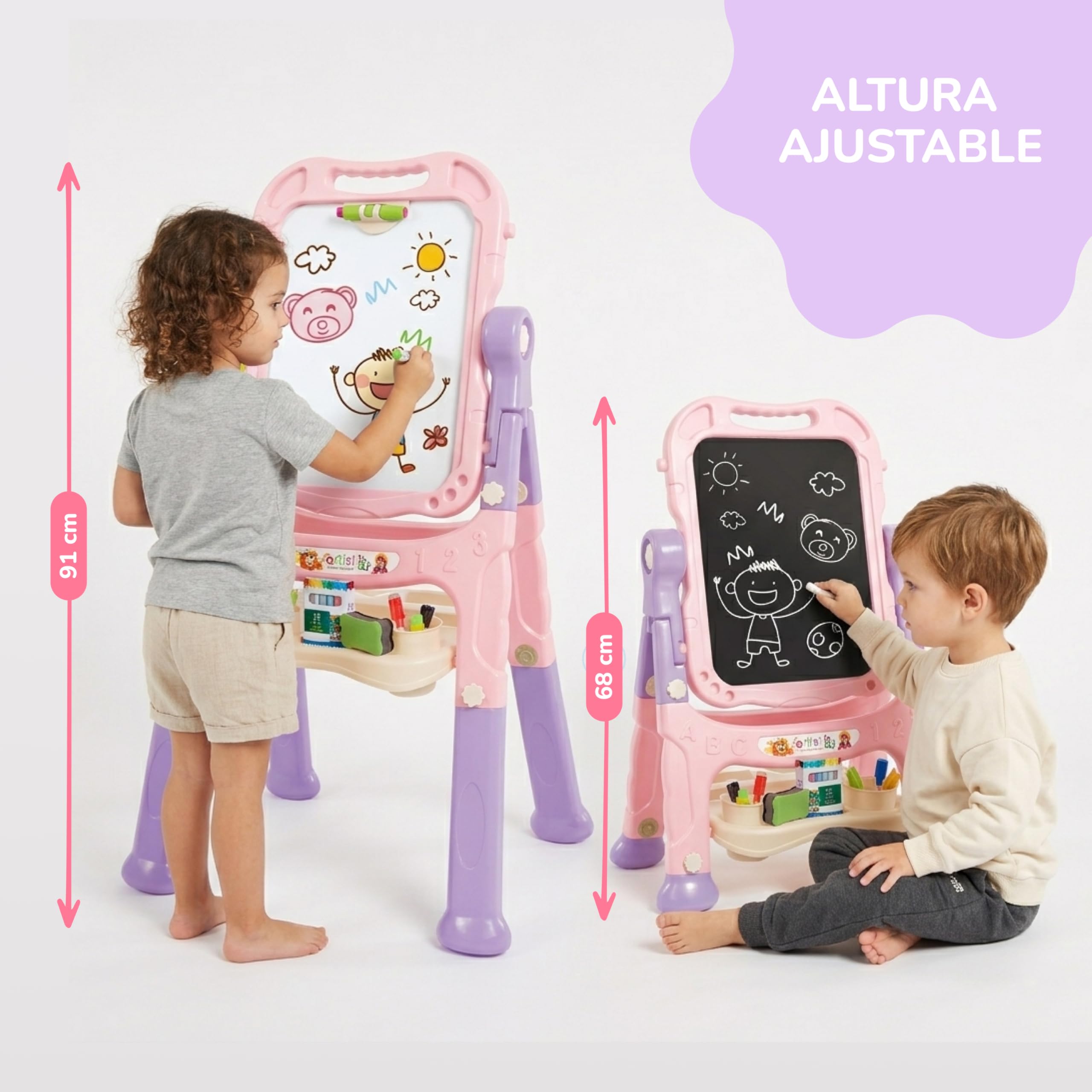 Tableau Chevalet - 39x37x30cm - Magnétique - Double Face - Jeux - Jouets