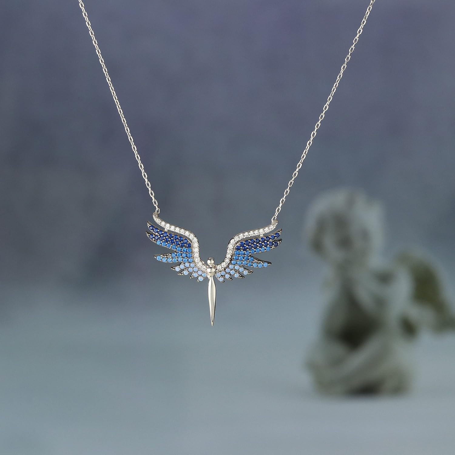 Blue Stone Sword Pendant Necklace, Archangel Michael Sterling Silver Charm, Spiritual Connection Jewelry, Unique Christmas Gift for Her - Image 9