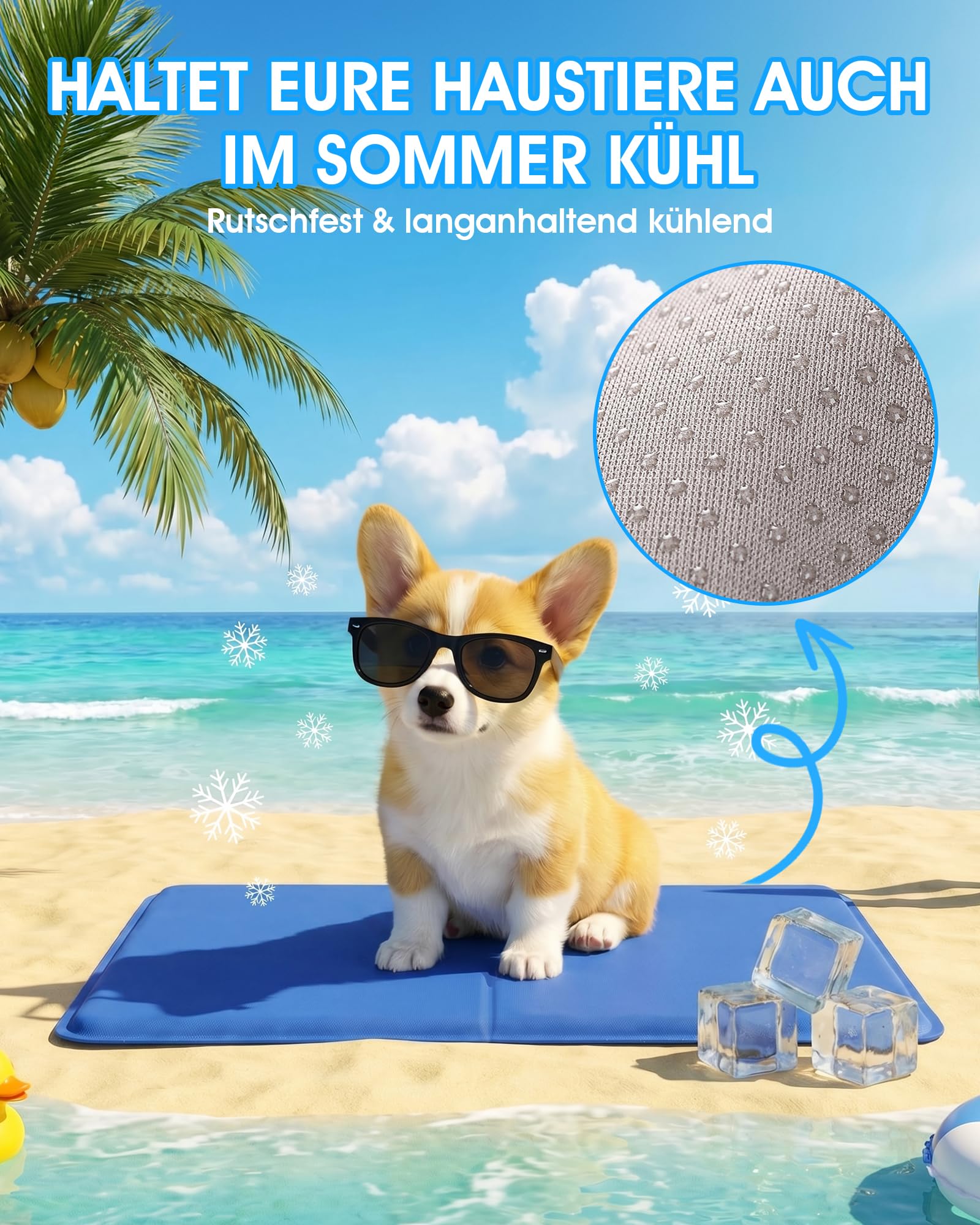 petnf Alfombrilla Refrescante para Perros y Gatos, Duradera Antideslizante Tapete de Refrigeración para Perro para Interior y Jardín, Dog Cool Mat de Gel No Tóxico Autoenfriante en Verano, 50x40 cm