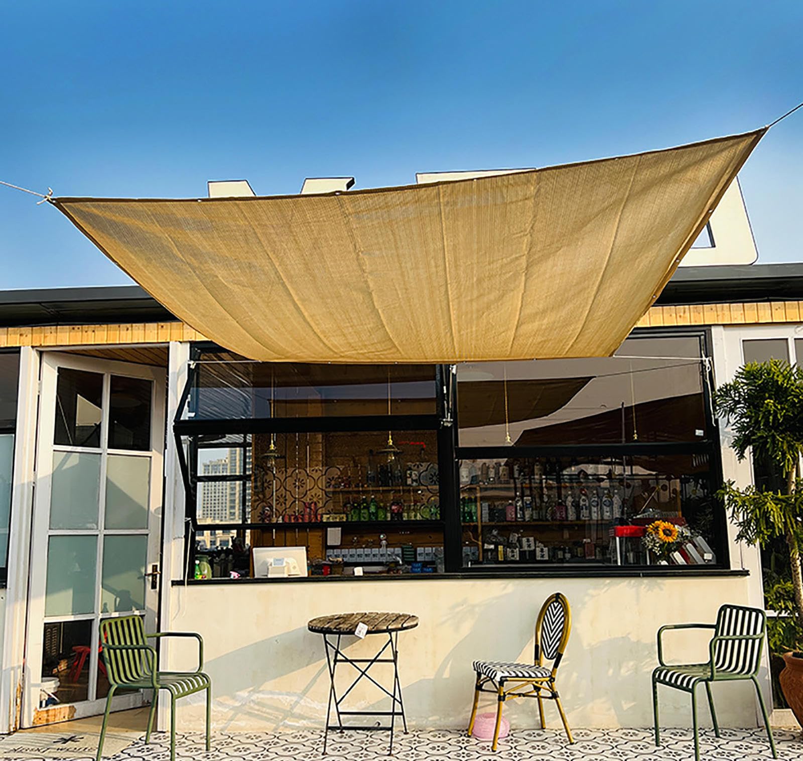 WQPMNYG 4x5m Beige Shade Cloth, 90% UV Protection, Outdoor Canopy with Grommets, Ideal for Garden, Patio, Greenhouse, and Deck, Telo Ombreggiante 4x4 6x8