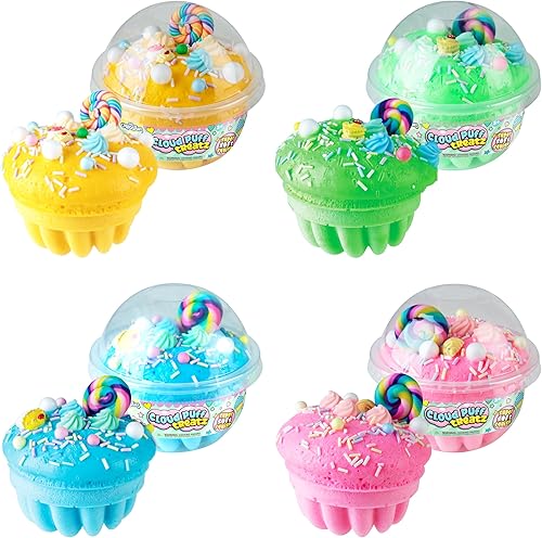ORB Curiosities Cloud Puff Treats Slow Rising Squishy Toys 4 unidades – Jumbo Cupcake Slow Rise Squishies – Esponja de espuma extra suave para niños