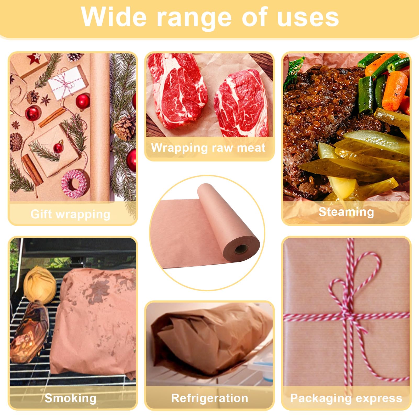 Pink Butcher Paper - Metzgerpapier Rolle BBQ - 40cm x 15m Grillpapier - Butcher Paper für Grill Smoker Fisch Fleisch BBQ