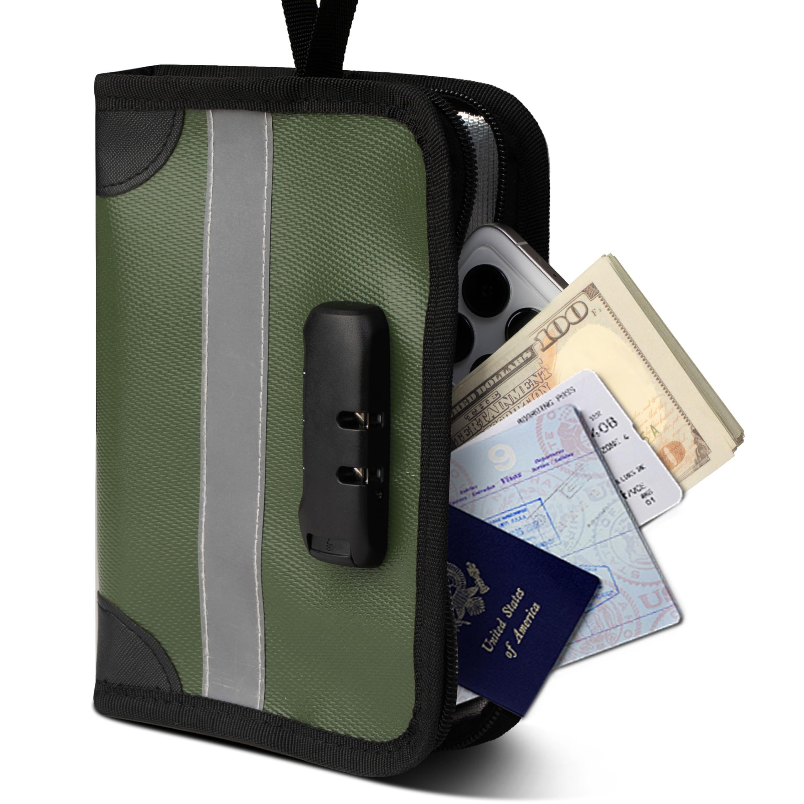 Fireproof Document Bag with Lock and Zipper, Fireproof Waterproof Money Bag with Reflective Strip Suitable for Cash, Mobile Phones, Credit Cards and Notarized Documents (Small)-image-32
